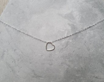 Sterling silver necklace with delicate heart pendant. 16, 18 or 20 inch chain. Hallmarked 925.