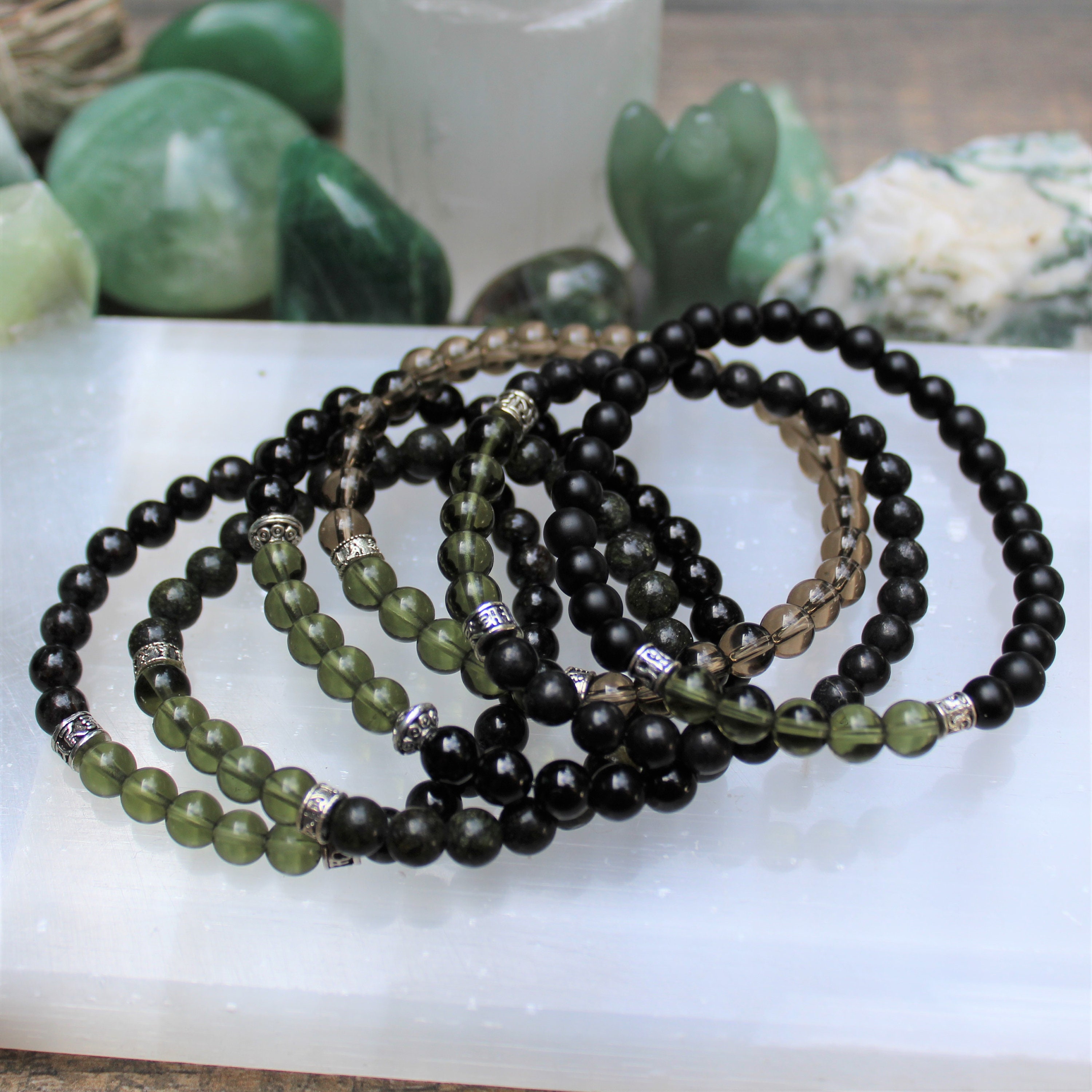 Men's  Bracelets,  6mm round Moldavite beads, Spiritual Awakening…