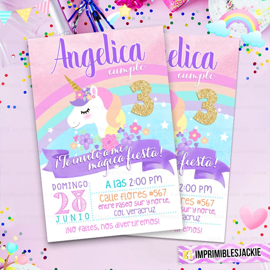 Invitation Unicorn Spanish Invitation unicorn Magic Unicorn Etsy