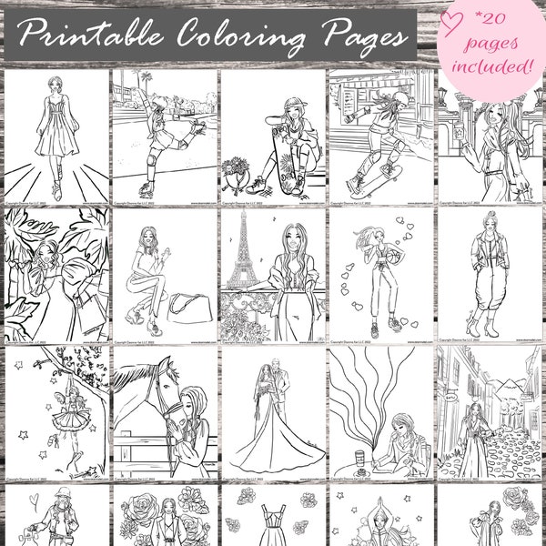 Printable Fashion Coloring Book, Coloring PDF, Womens Fashion Coloring, Printable coloring book for girls, Fashion Illustration Coloring PDF