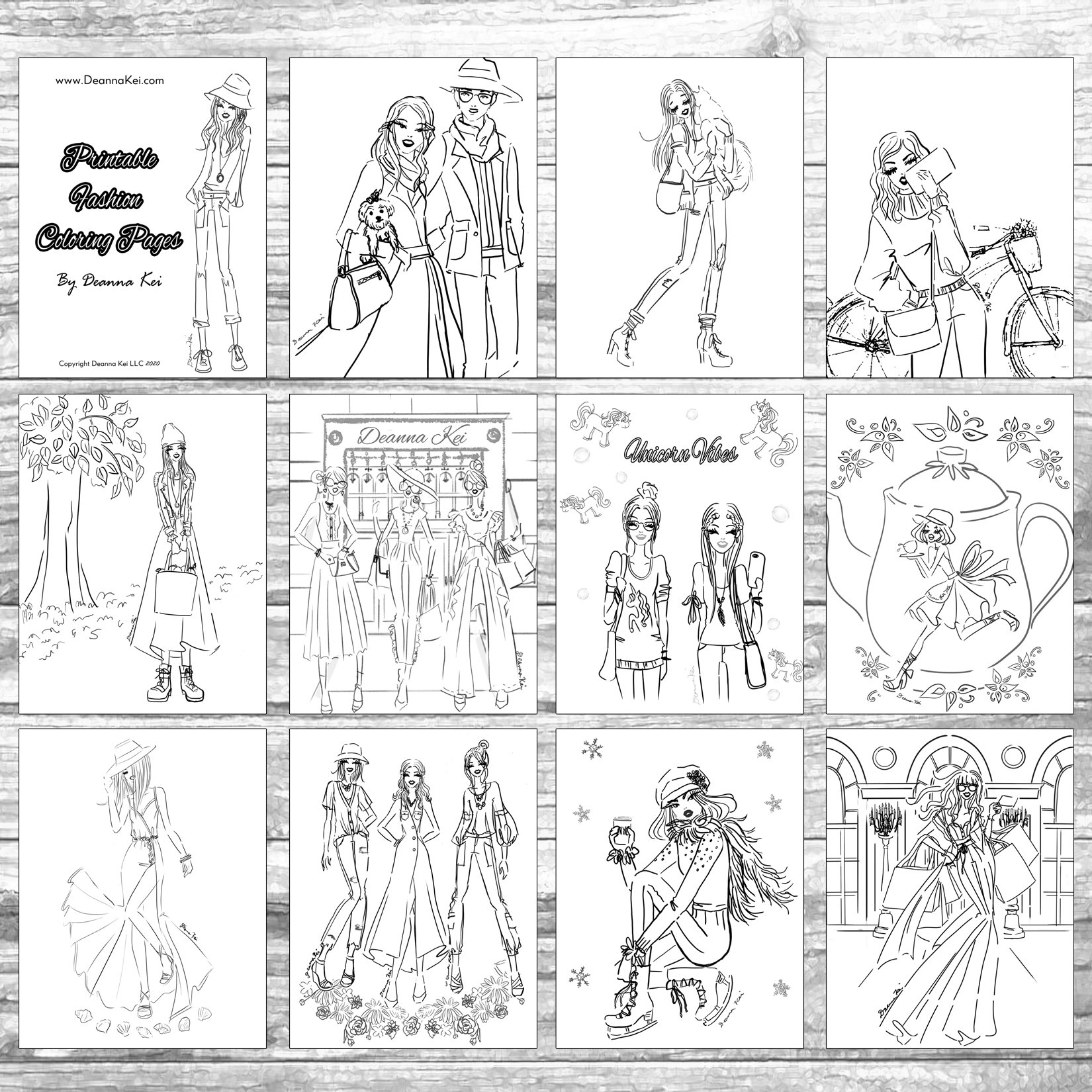 Download Printable Fashion Coloring Book Coloring Pdf Womens Fashion Etsy