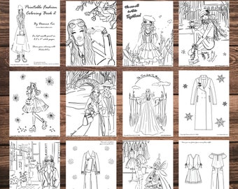 Printable Fashion Coloring Book, Womens Fashion Coloring, Printable New York Fashion Coloring PDF, Fashion Illustration Coloring PDF, Color