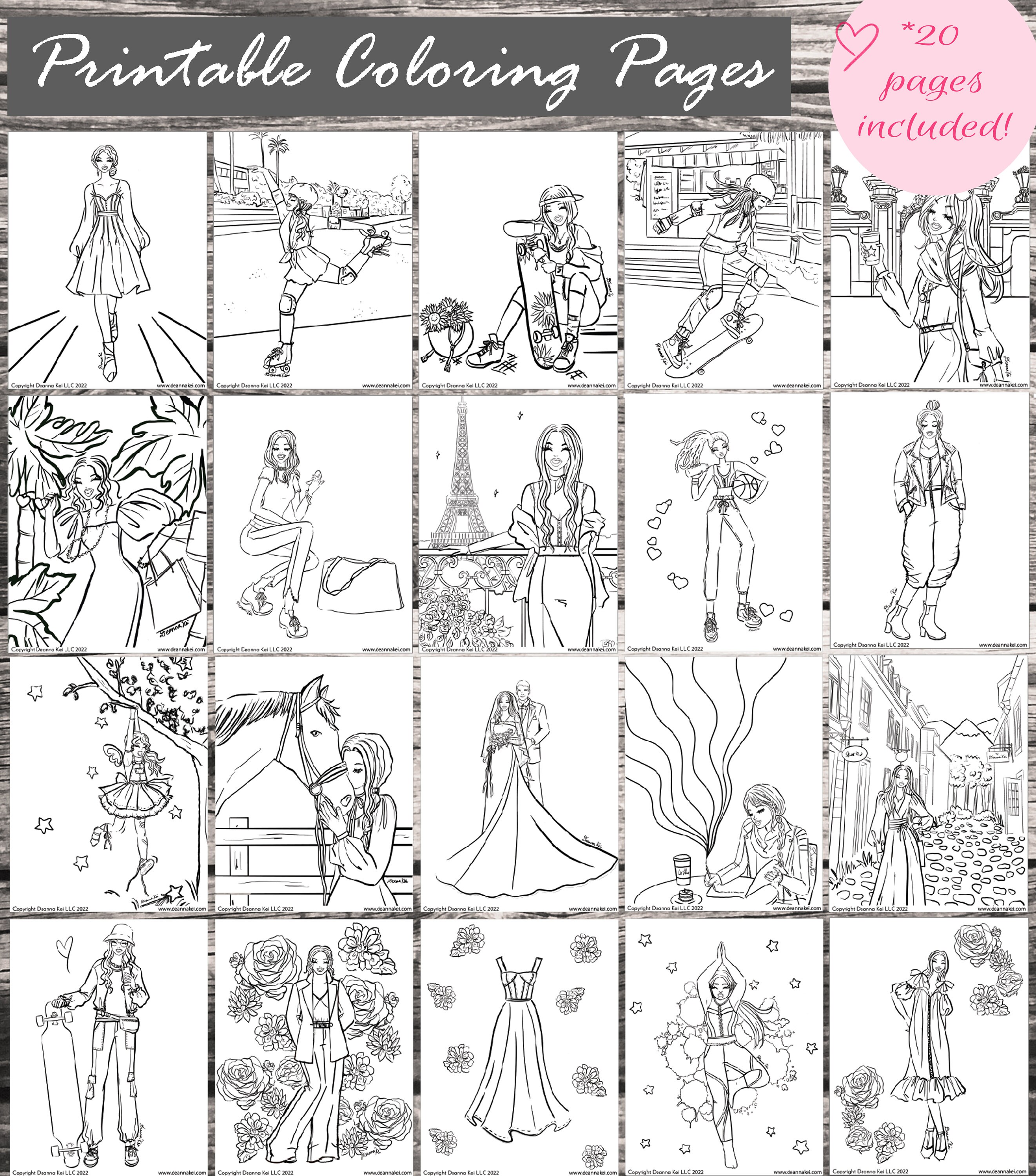 Printable Fashion Coloring Book Coloring PDF Womens Fashion - Etsy