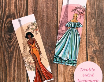 Fashion bookmark, Runway girl bookmark, Fashion Illustration paper bookmark, Paris fashion bookmark, Eiffel tower bookmark, Style sketch