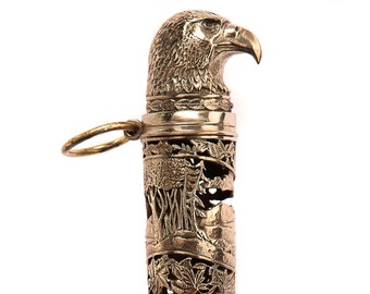 Shoehorn long "eagle", 80 cm Brass, wood.