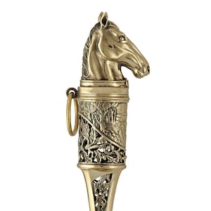 Shoehorn NEW long handle &quot;horse&quot;, 45 cm, brass.