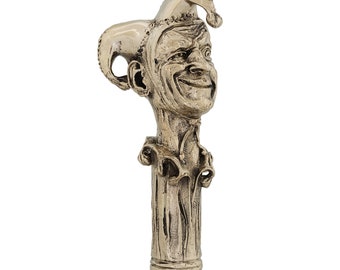 Cane and walking stick "joker", brass, wood.