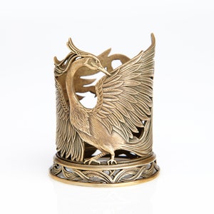 candle holder &quot;fairy bird&quot;, brass, 8x6 cm