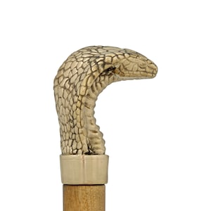 Cane and walking stick &quot;cobra&quot;, brass, wood.