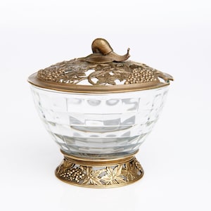 Sugar bowl "Grape snail", glass, brass, d120 mm, h100 mm.