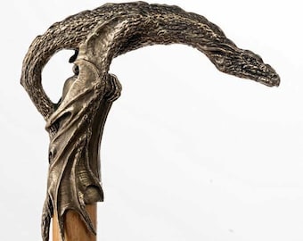 Cane and walking stick &quot;dragon&quot;, 91 sm/ 36&quot;, brass, wood.