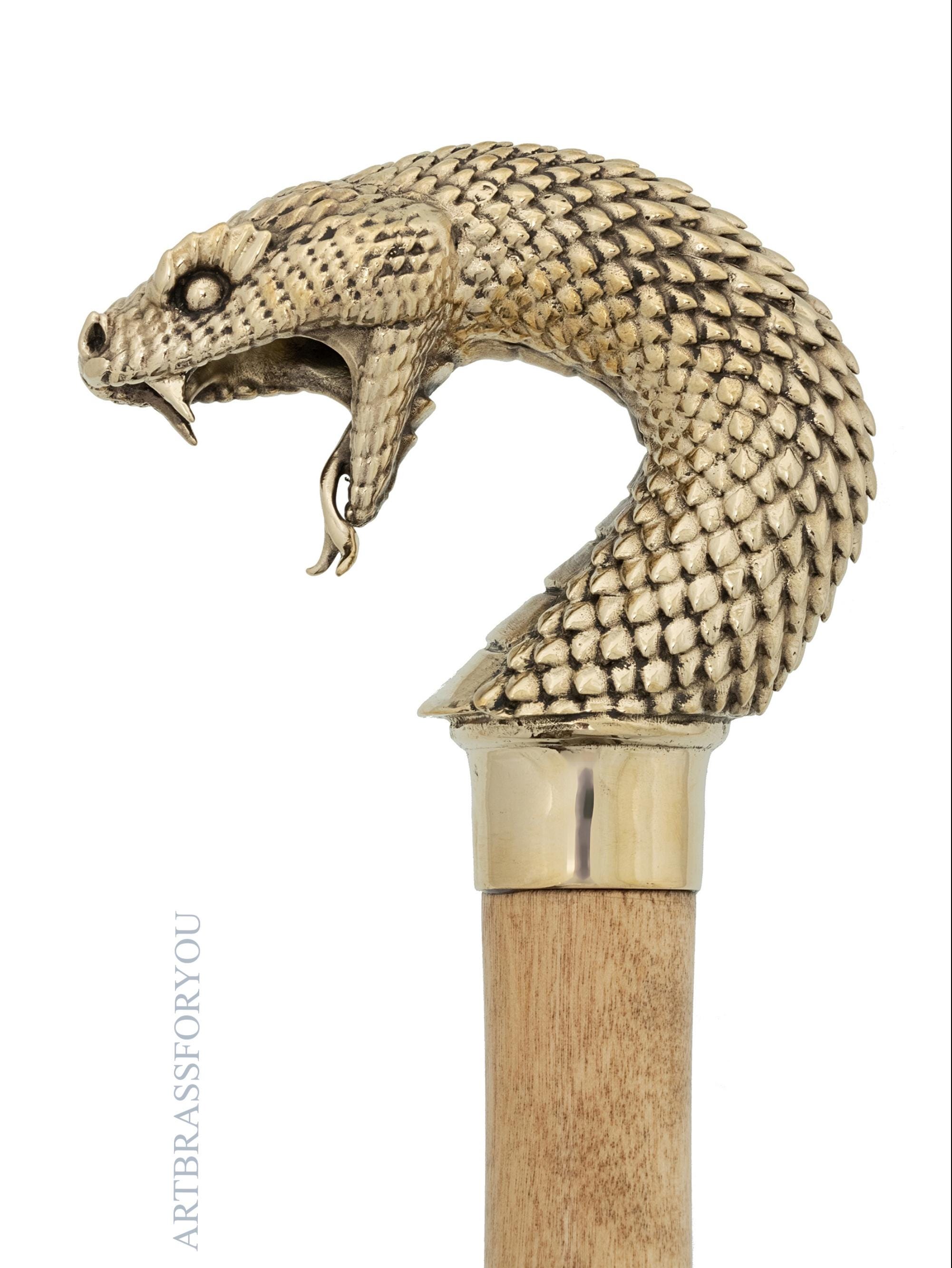 Wooden Walking Stick With Brass Handle - Adjustable 3-fold Design For Hiking & C