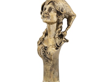 Сane and walking stick &quot;Girl&quot;, 36,44&#39;/92,5 cm (for a height of 5&#39;11&quot;/180 cm/). Brass, wood. This is a ready-made cane in stock.