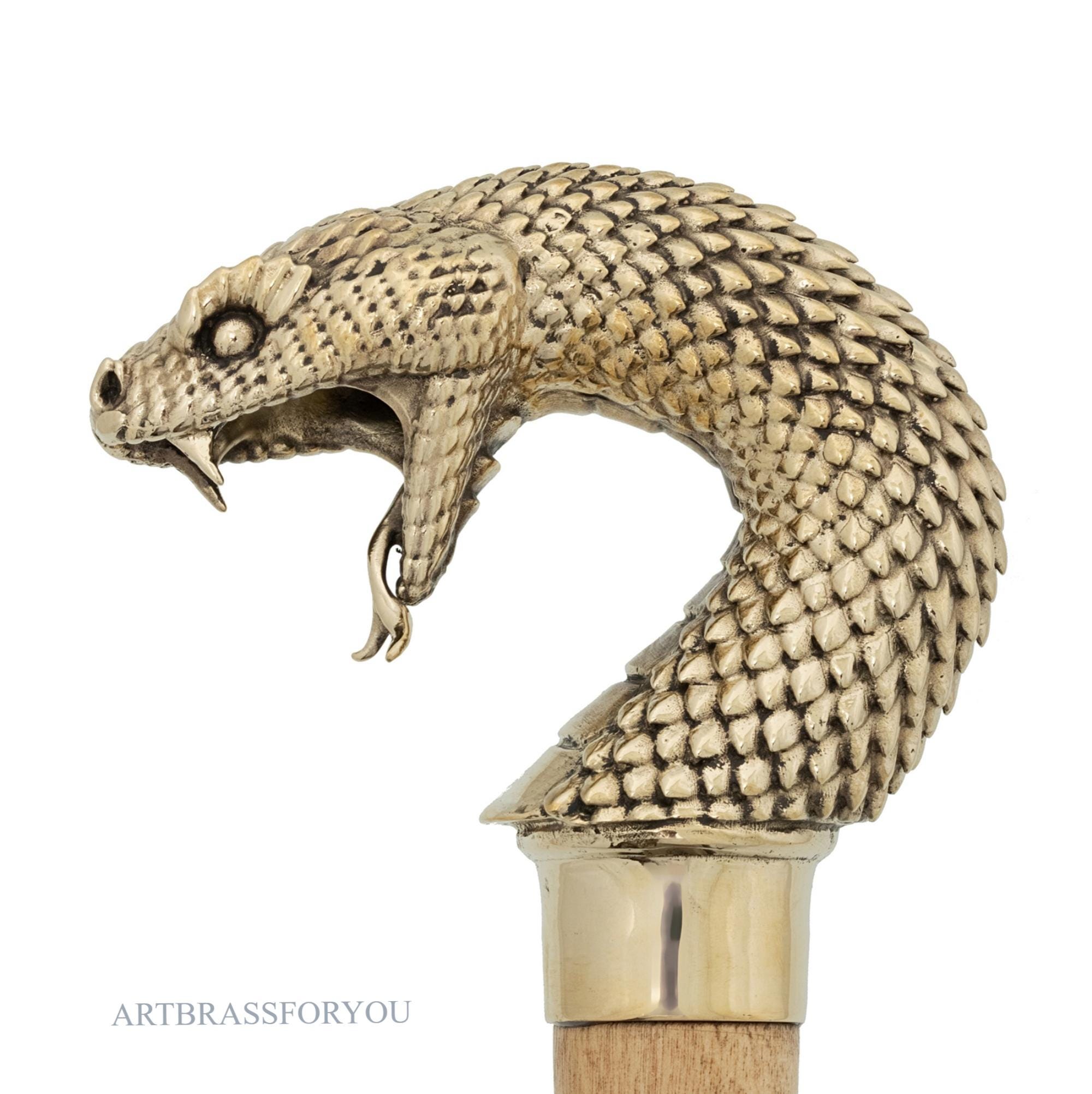 ステッキと杖「蛇」、真鍮、木製。 - Etsy 日本