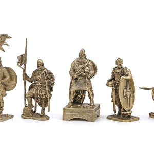 Brass Viking Soldier Figurines Set Norse Warriors Miniature Men Sculpture 7-15cm 2.7-6in