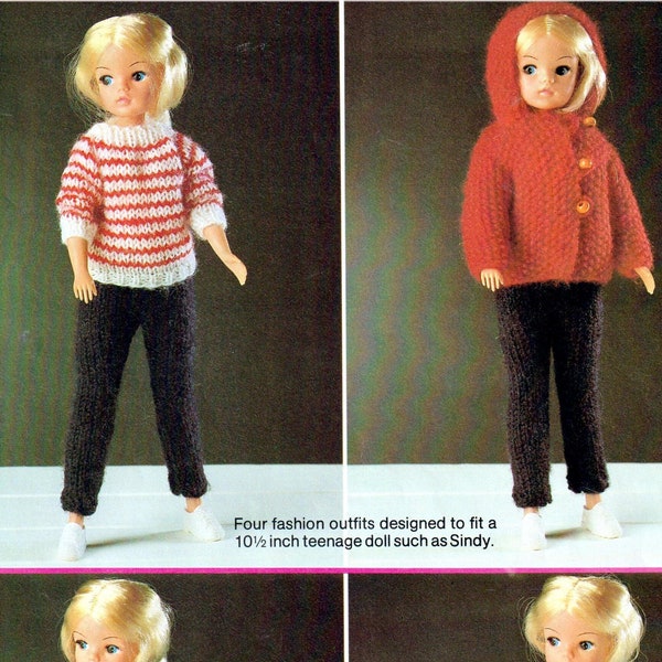 Sindy Doll Teenage Doll Clothes Outfits Knitting Vintage Pattern Instant Download PDF Only