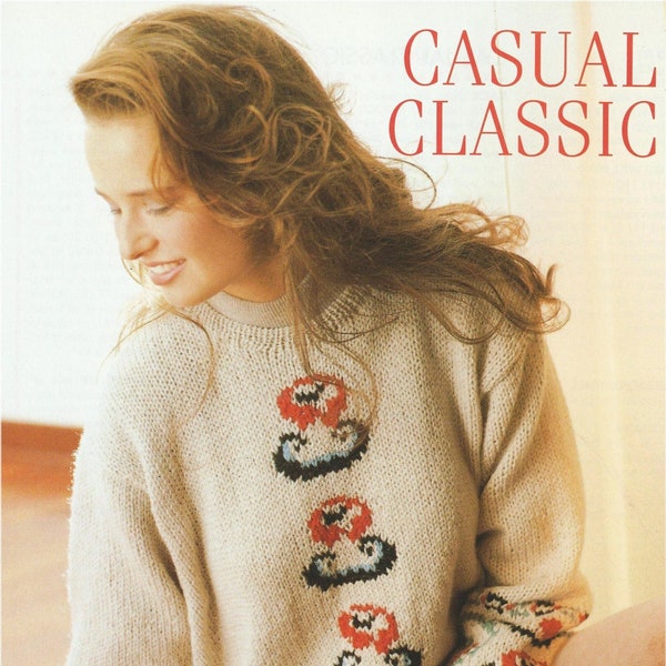 Women's Casual Classic Motif Jumper Hand Knitting Vintage Pattern Instant Digital Download PDF ONLY