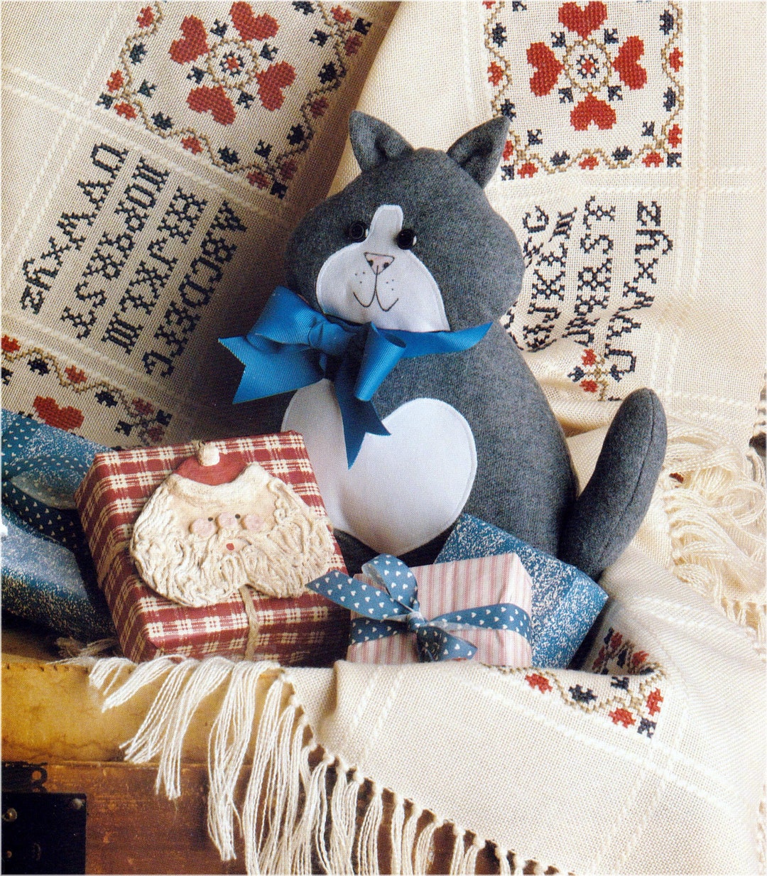 Heart Applique Cute Cat Doorstop Sewing Pattern Instant Download PDF