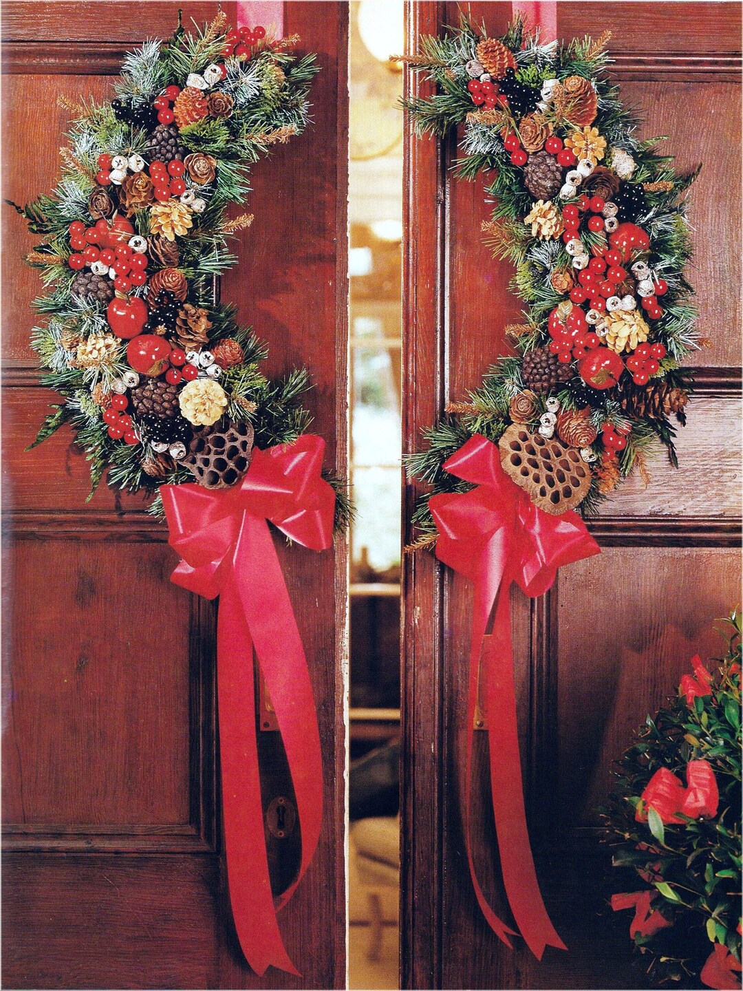 Gemini Double Door Split Christmas Wreath Instant Digital Download PDF