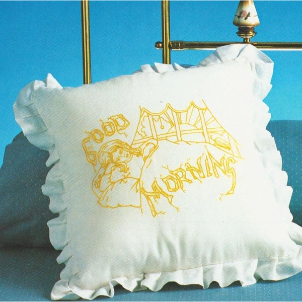 Good Morning Good Night Embroidery Pillows VINTAGE Sewing Pattern Instant Digital Download PDF ONLY