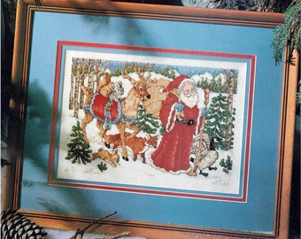 Woodland Santa Christmas Picture & Bonus Mug VINTAGE Counted Cross Stitch Pattern Instant Digital Download PDF ONLY