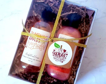 Fall Soap Gift, Fall Gift Set, Natural Hand Soap, Natural Body Wash, Fall Lovers, Apple and Pumpkin, Gift Box Fall, Autumn Scents