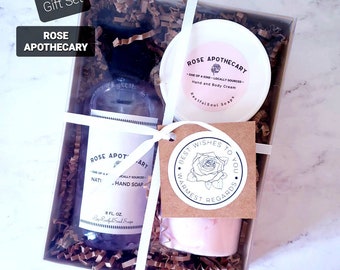 Rose Apothecary Gift, Schitt's Creek Inspired Gifts, David Rose, Alexis Rose, Rose Apothecary Bath Set, Natural Hand Soap, Body Cream, Scrub