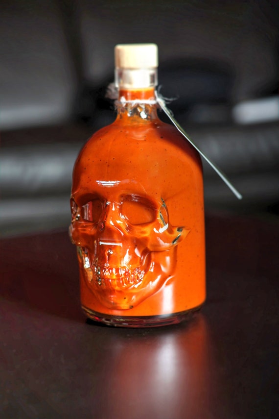 Amber Skull 3D Skull Bottle with Ghost Chilli Hot Sauve Hot Etsy