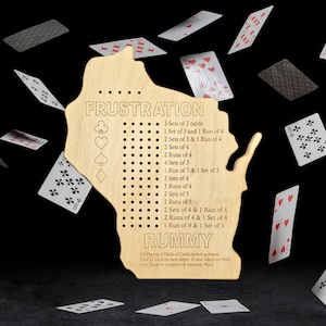 Wisconsin State shape Frustration Rummy Gameboard.