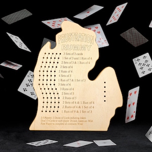 Michigan State Shaped Frustration Rummy Gameboard. Table Top Game Accessories. Travel Game