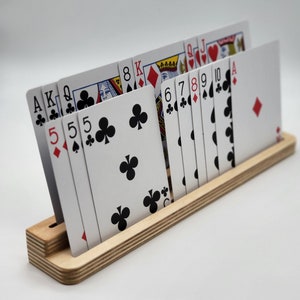 Paire de porte-cartes à jouer, porte-cartes en bois. Support pour organisateur de cartes. Accessoire de jeu de table.