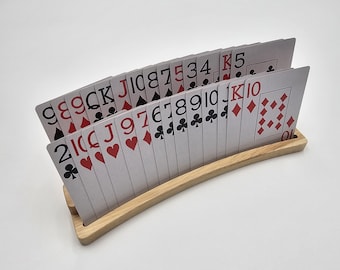 Curved Hardwood Playing Card Holders TableTop Gaming Accessory