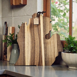 Tabla de servir de madera de acacia de Michigan, bandeja de cortar con forma de guante, decoración de cocina