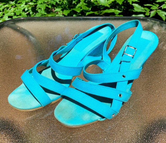 teal wedge shoes