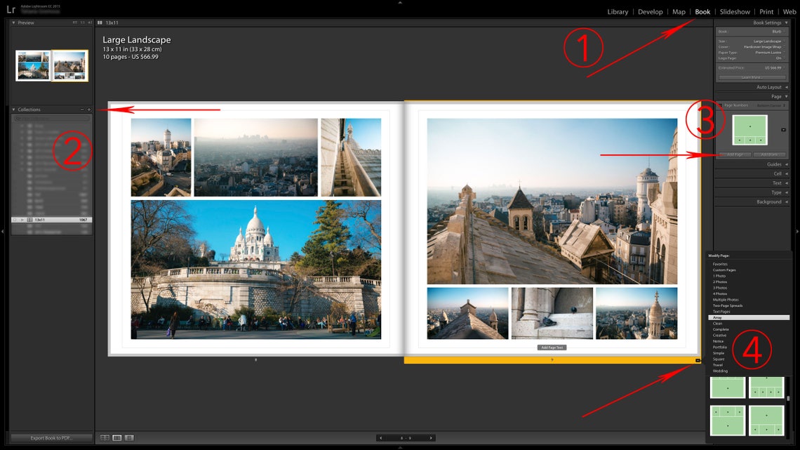 Lightroom book page templates lightroom book module Etsy