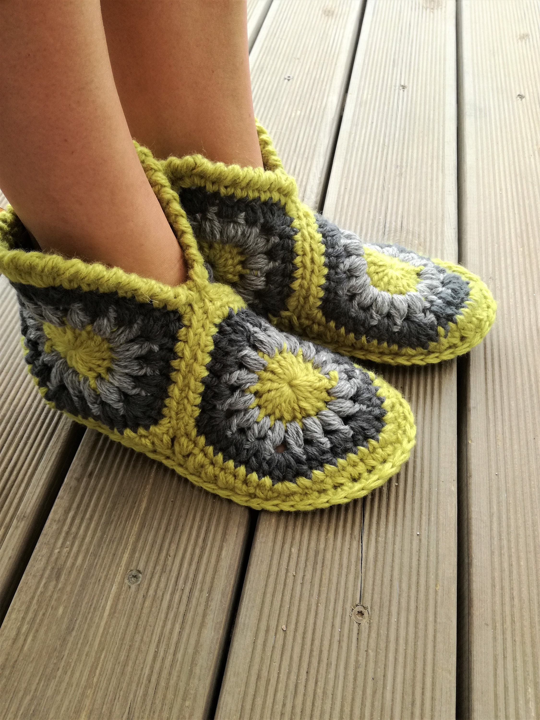 Granny square slipper boots online