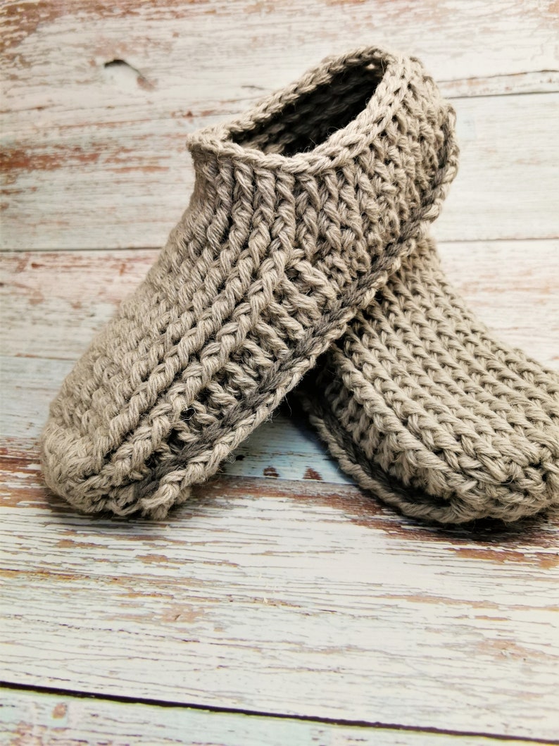 Crochet slippers for men with non slip double sole/slipper boots/men slippers handmade/house shoes/crochet wool slippers image 2