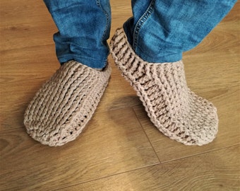 Crochet slippers for men with non slip double sole/men slippers/crochet men slippers handmade/house shoes/crochet wool slippers