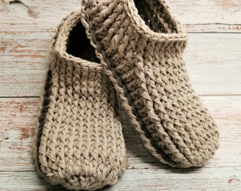 Chaussons au crochet pour hommes avec double semelle antidérapante / bottes de pantoufles / pantoufles pour hommes faites à la main / chaussures de maison / pantoufles en laine au crochet