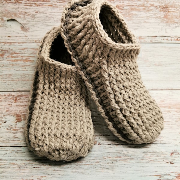 Chaussons au crochet pour hommes avec double semelle antidérapante / bottes de pantoufles / pantoufles pour hommes faites à la main / chaussures de maison / pantoufles en laine au crochet