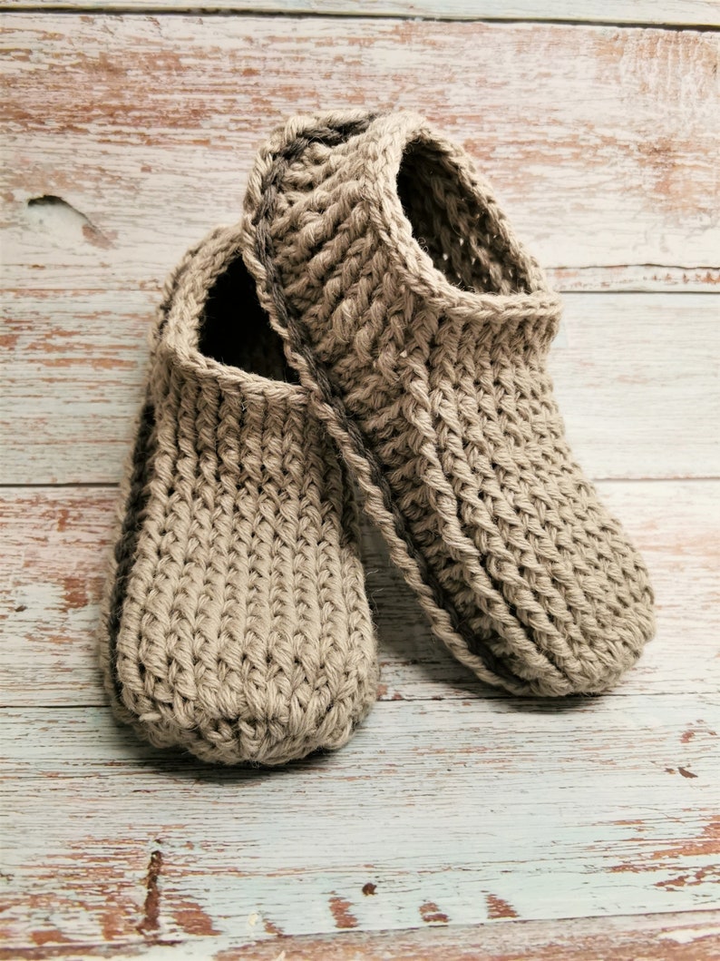 Crochet slippers for men with non slip double sole/slipper boots/men slippers handmade/house shoes/crochet wool slippers image 1