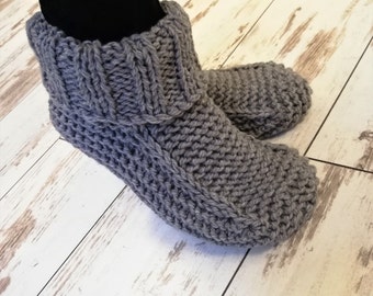 Knitted slippers socks/womens slippers/womens slipper boots/slipper boots/gray slippers/slippers for women/crochet wool slippers