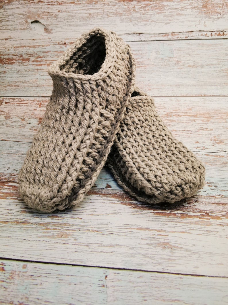 Crochet slippers for men with non slip double sole/slipper boots/men slippers handmade/house shoes/crochet wool slippers image 4