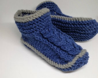 Knit slippers for men/men slippers with double sole /men slipper boots/slipper boots/crochet men slippers handmade/crochet wool slippers
