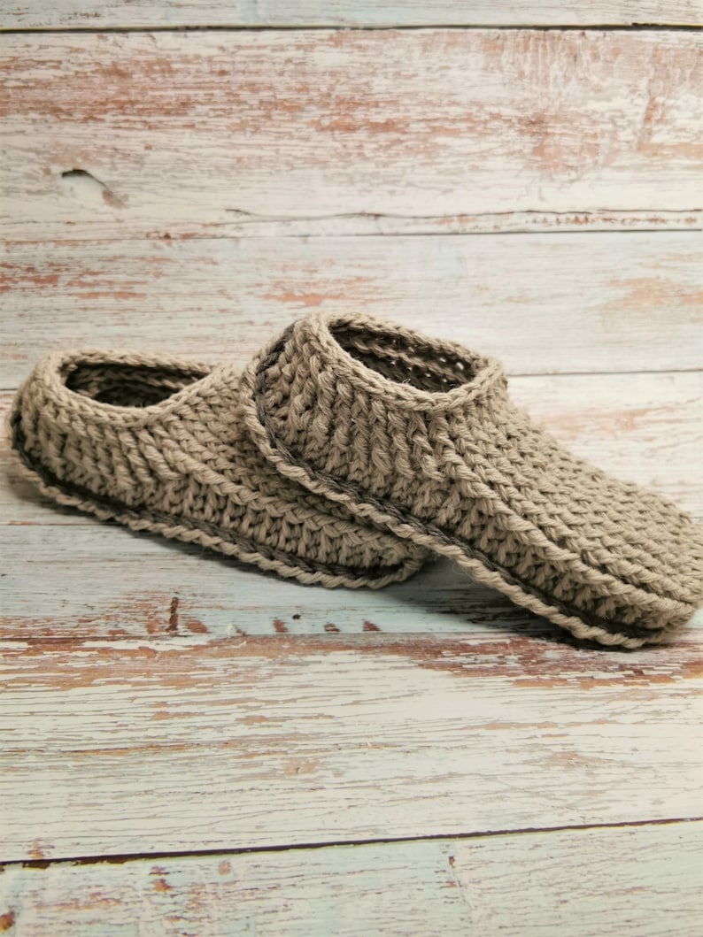 Crochet slippers for men with non slip double sole/slipper boots/men slippers handmade/house shoes/crochet wool slippers image 6