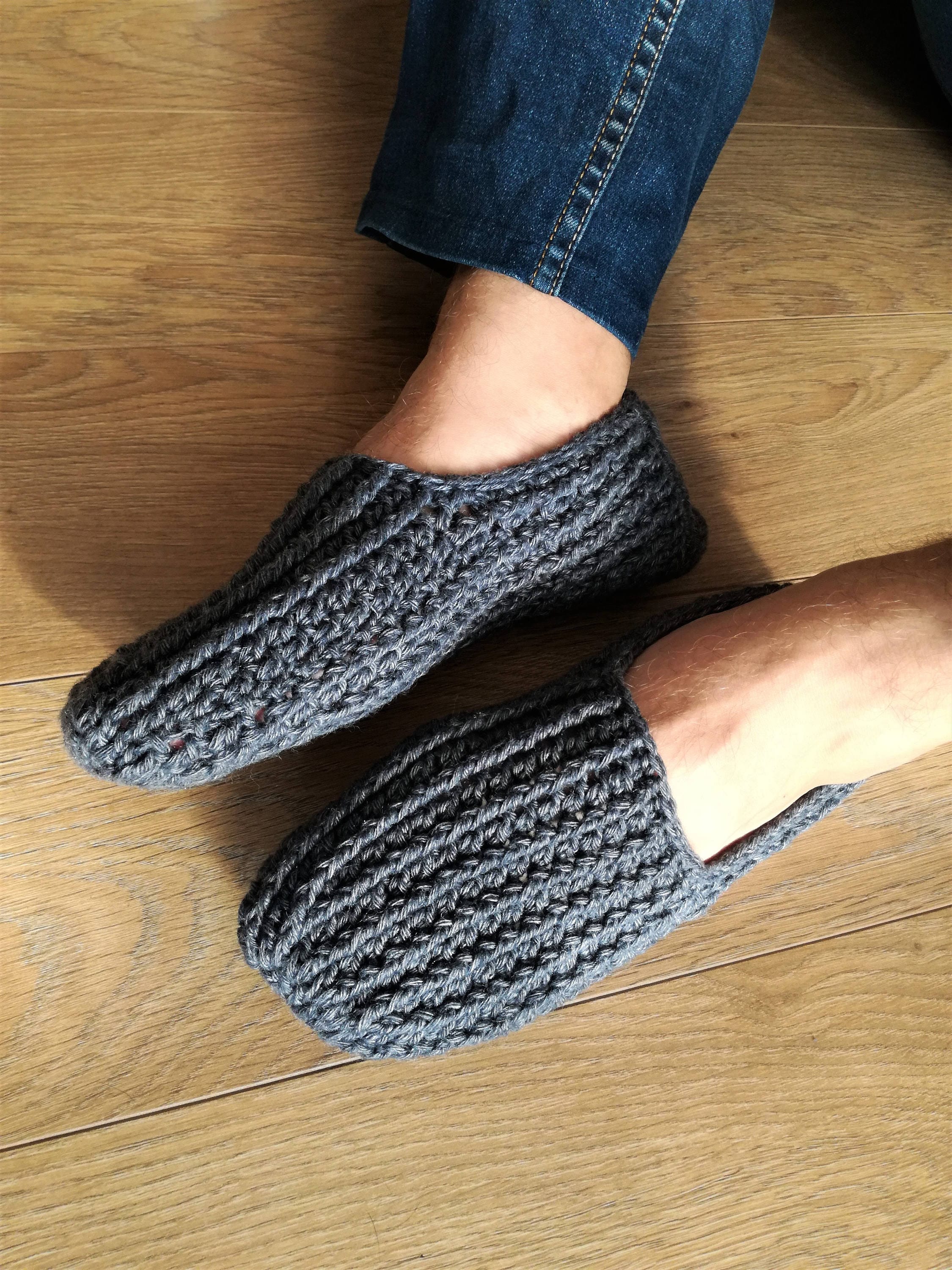 Crochet men slippers with non slip sole/men slipper boots/men Etsy