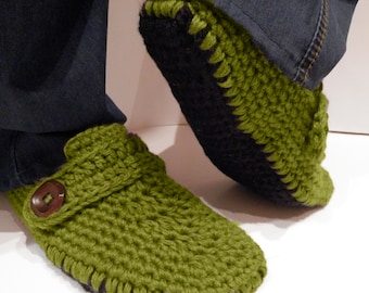 Handmade Crochet Men Slippers With double Non Slip Soles, Color Loafer, Moccasins,  Men House Shoes, Boots, Wool Slippers, Gift For Men