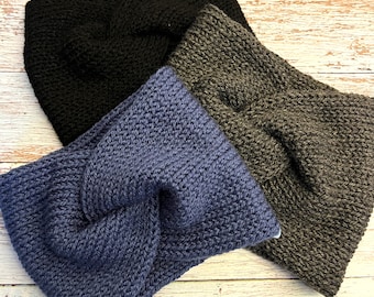 Knitted warm women headband / wool headband / handmade earwarmer / double layered / wool / warm / handmade / knitted turban