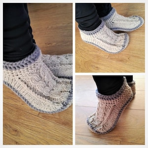 Knitted slippers with double non slip soles/womens slippers/womens slipper boots/slipper boots/gray slippers/crochet wool slippers