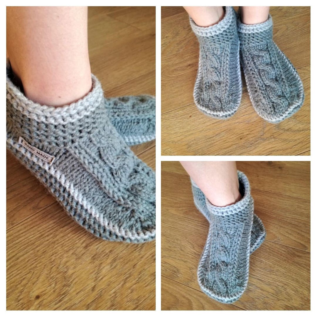 Knitted Slipper Boots/womens Slippers/womens Slipper - Etsy